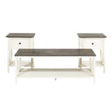 3-Piece Distressed Solid Wood Table Set