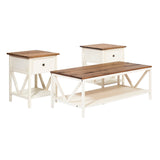 3-Piece Distressed Solid Wood Table Set