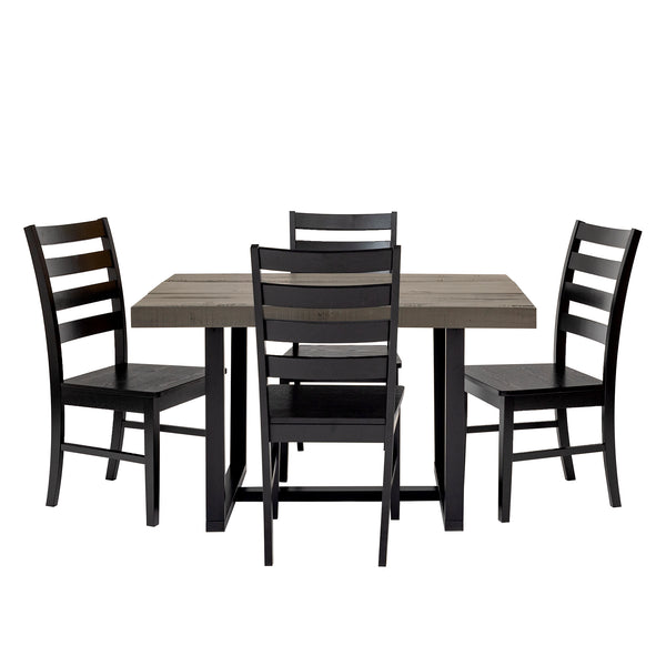 5-Piece Distressed Dining Set - Grey/Black