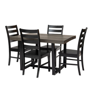 5-Piece Distressed Dining Set - Grey/Black