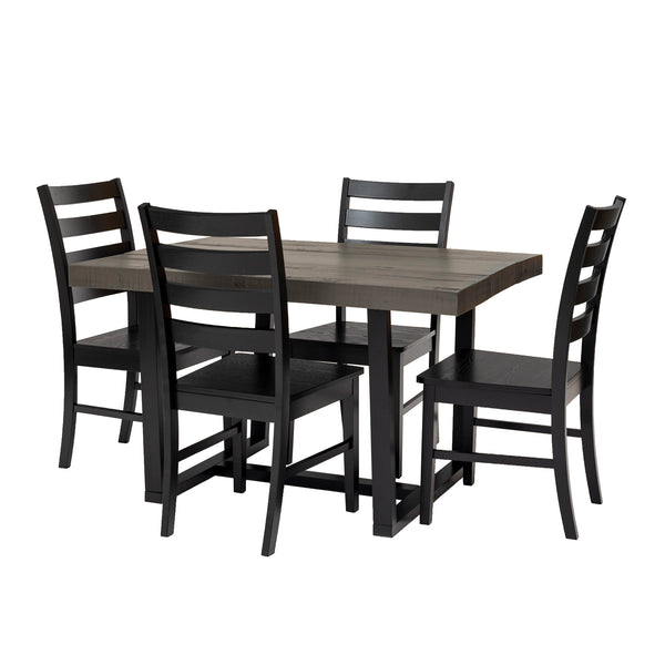 5-Piece Distressed Dining Set - Grey/Black