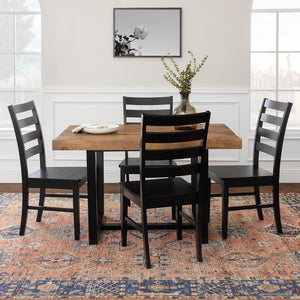 5-Piece Distressed Dining Set - Reclaimed Barnwood/Black