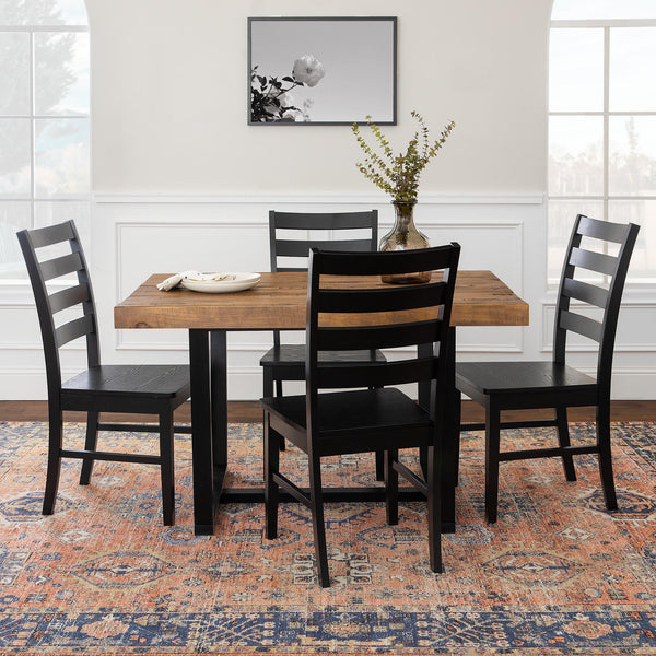 5-Piece Distressed Dining Set - Reclaimed Barnwood/Black