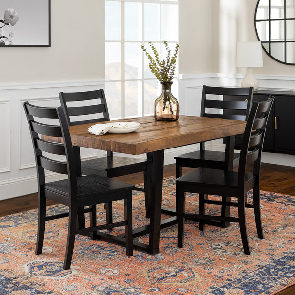 5-Piece Distressed Dining Set - Reclaimed Barnwood/Black