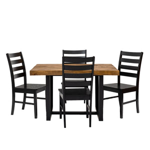 5-Piece Distressed Dining Set - Reclaimed Barnwood/Black