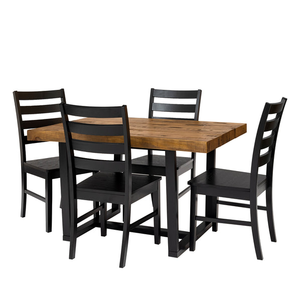 5-Piece Distressed Dining Set - Reclaimed Barnwood/Black