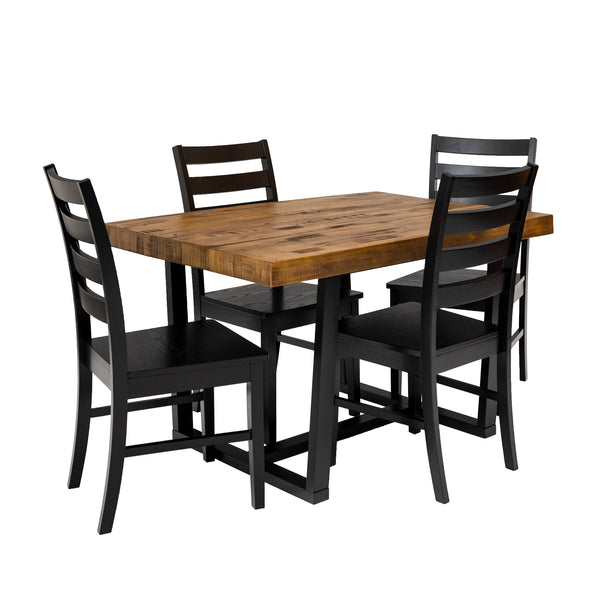 5-Piece Distressed Dining Set - Reclaimed Barnwood/Black