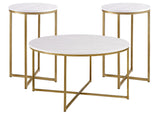 Walker Edison 3-Piece Round X Base Coffee and Side Table Set GAF36AL3PMGD