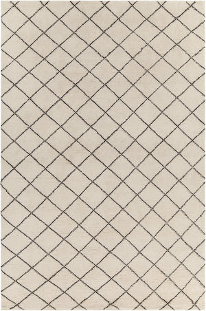 Chandra Rugs Gaia 100% Wool Hand-Knotted Contemporary Wool Rug White/Black 9' x 13'