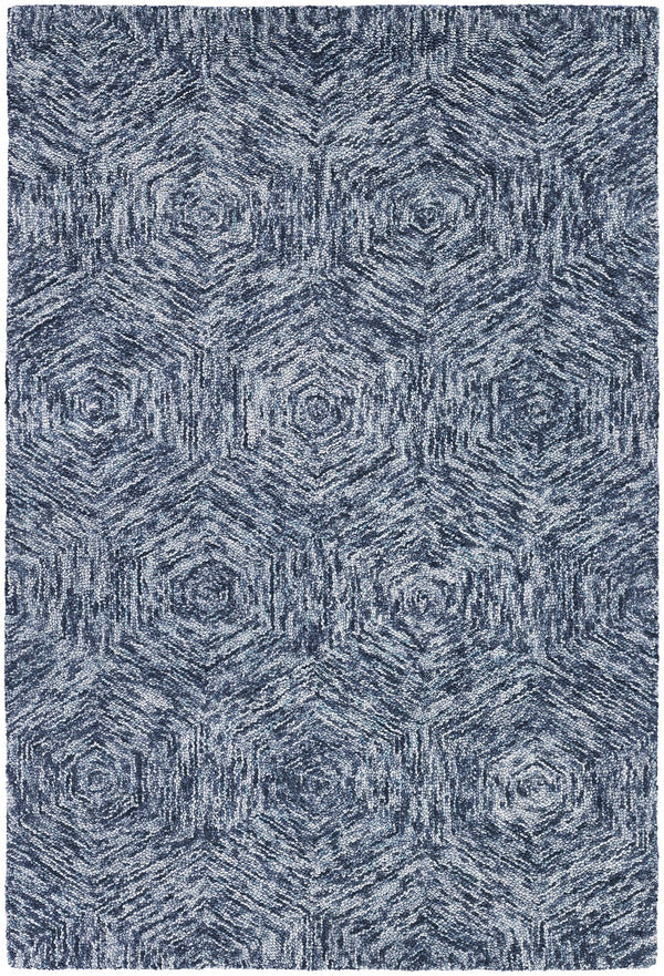 Chandra Rugs Galaxy 100% Wool Hand-Tufted Contemporary Rug Blue/Ivory 7'9 x 10'6