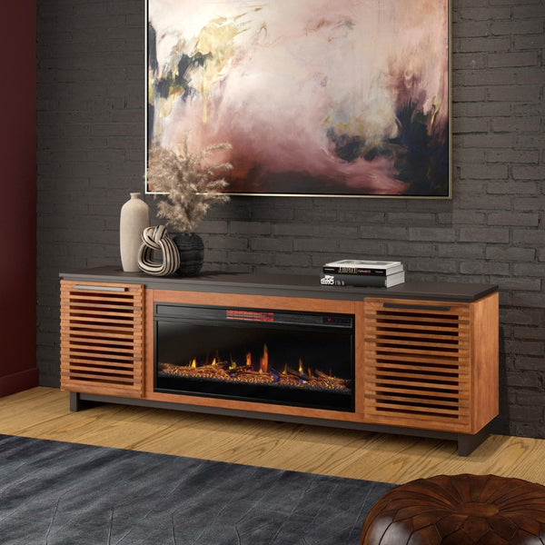 Legends Furniture Mid Century Modern Fully Assembled TV Stand with Electric Fireplace Included GC5410.BNB