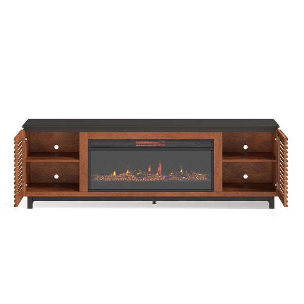 Legends Furniture Mid Century Modern Fully Assembled TV Stand with Electric Fireplace Included GC5410.BNB