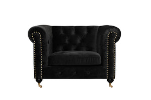 Shatana Home Gold Claire 1 Sofa Black Velvet