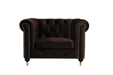 Shatana Home Gold Claire 1 Sofa Chocolate Velvet