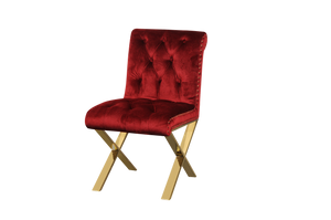 Shatana Home Gold Claire Dining Chair Burgundy Velvet