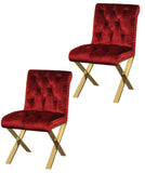 Shatana Home Claire Dining Chair Burgundy Velvet (Set Of 2)