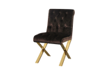 Shatana Home Gold Claire Dining Chair Chocolate Velvet