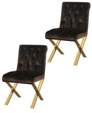 Shatana Home Gold Claire Dining Chair Chocolate Velvet