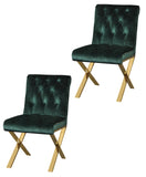 Shatana Home Gold Claire Dining Chair Green Velvet