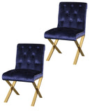 Shatana Home Gold Claire Dining Chair Navy Velvet