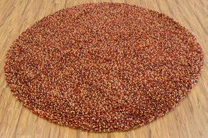 Chandra Rugs Gems 100% Wool Hand-Woven Contemporary Shag Rug Red/Maroon/Orange 7'9 Round