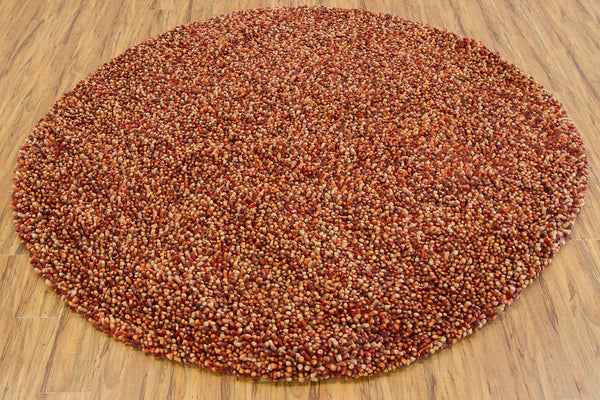 Chandra Rugs Gems 100% Wool Hand-Woven Contemporary Shag Rug Red/Maroon/Orange 7'9 Round