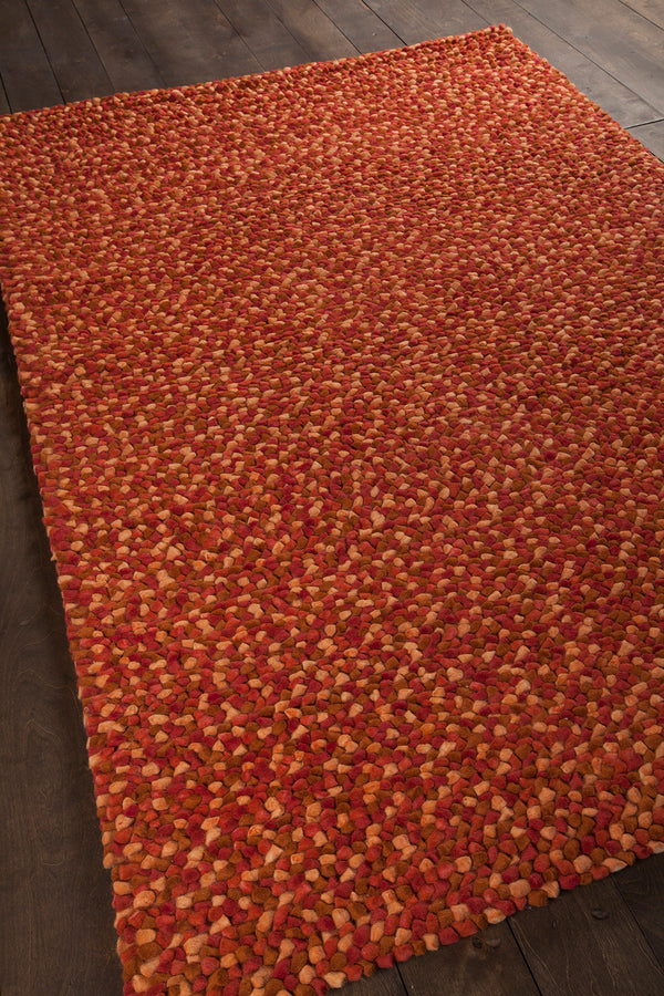 Chandra Rugs Gems 100% Wool Hand-Woven Contemporary Shag Rug Red/Maroon/Orange 9' x 13'