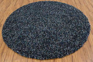 Chandra Rugs Gems 100% Wool Hand-Woven Contemporary Shag Rug Grey/Blue 7'9 Round