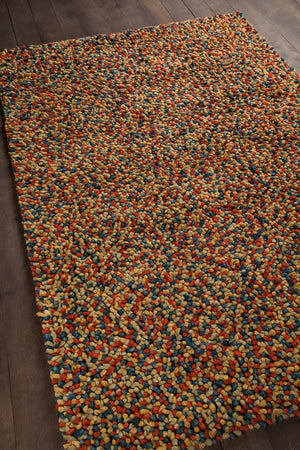 Chandra Rugs Gems 100% Wool Hand-Woven Contemporary Shag Rug Green/Blue/Red 9' x 13'