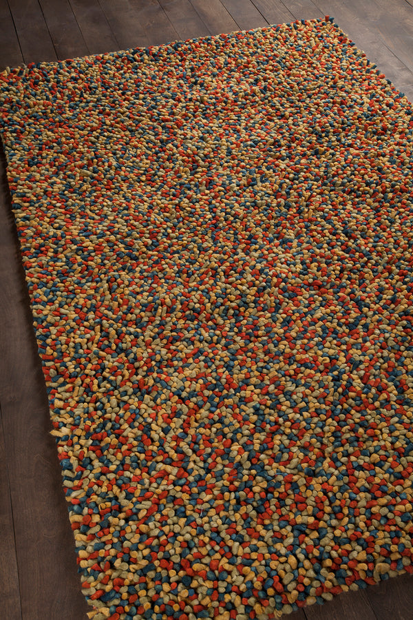 Chandra Rugs Gems 100% Wool Hand-Woven Contemporary Shag Rug Green/Blue/Red 9' x 13'