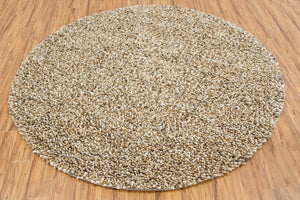 Chandra Rugs Gems 100% Wool Hand-Woven Contemporary Shag Rug Taupe/Ivory/Tan 7'9 Round