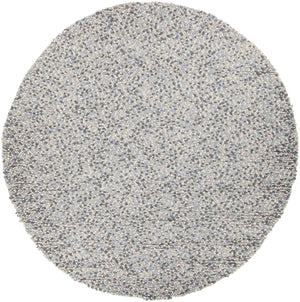 Chandra Rugs Gems 100% Wool Hand-Woven Contemporary Shag Rug Grey Multi 7'9 Round