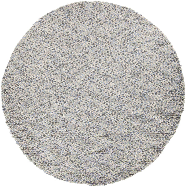 Chandra Rugs Gems 100% Wool Hand-Woven Contemporary Shag Rug Grey Multi 7'9 Round