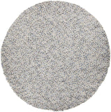 Chandra Rugs Gems 100% Wool Hand-Woven Contemporary Shag Rug Grey Multi 7'9 Round
