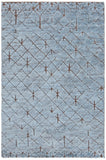 Chandra Rugs Genna 80% Wool + 20% Cotton Hand Knotted Contemporary Rug Blue/Brown 9' x 13'
