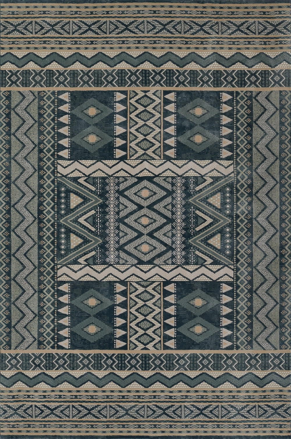 Momeni Genevieve GNV-9 Machine Made Contemporary Southwestern Indoor Area Rug Blue 8'11" x 12'6" GENEVGNV-9BLU8BC6