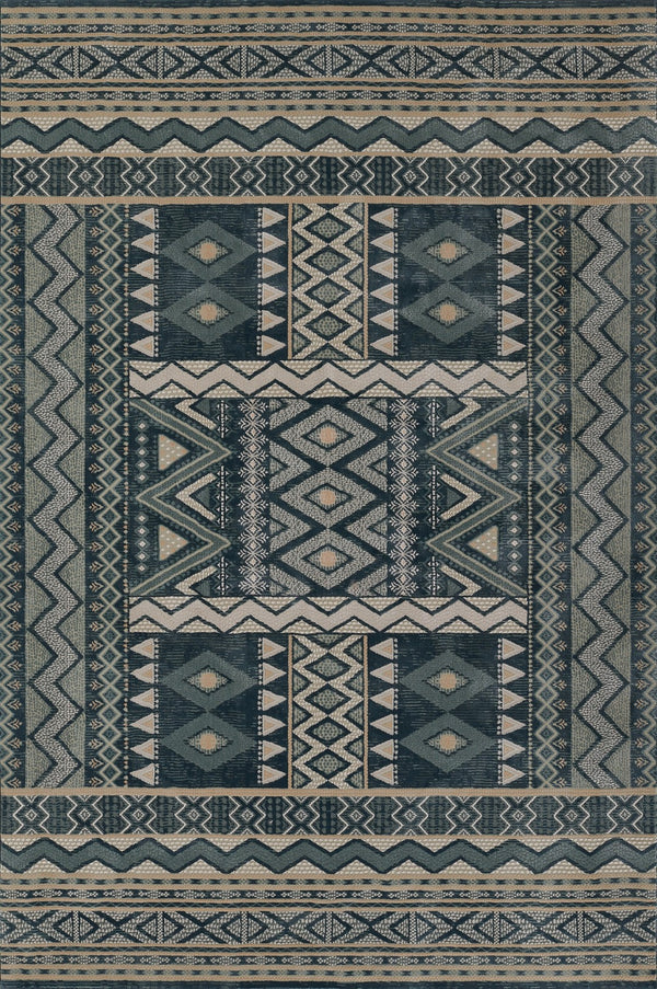 Momeni Genevieve GNV-9 Machine Made Contemporary Southwestern Indoor Area Rug Blue 8'11" x 12'6" GENEVGNV-9BLU8BC6