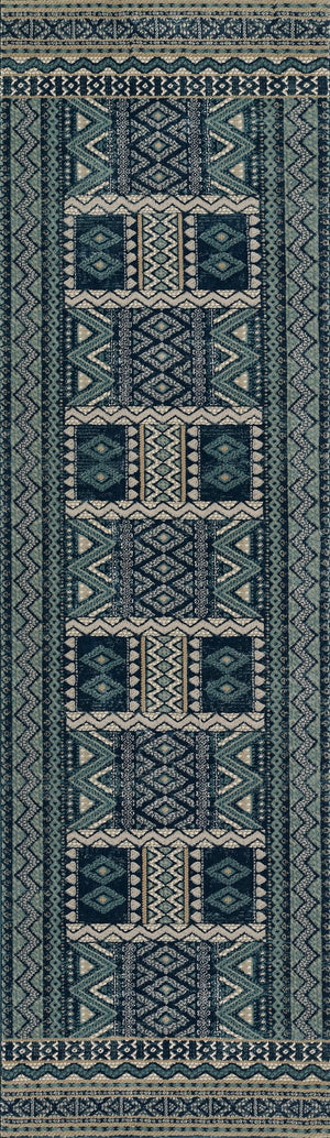 Momeni Genevieve GNV-9 Machine Made Contemporary Southwestern Indoor Area Rug Blue 8'11" x 12'6" GENEVGNV-9BLU8BC6