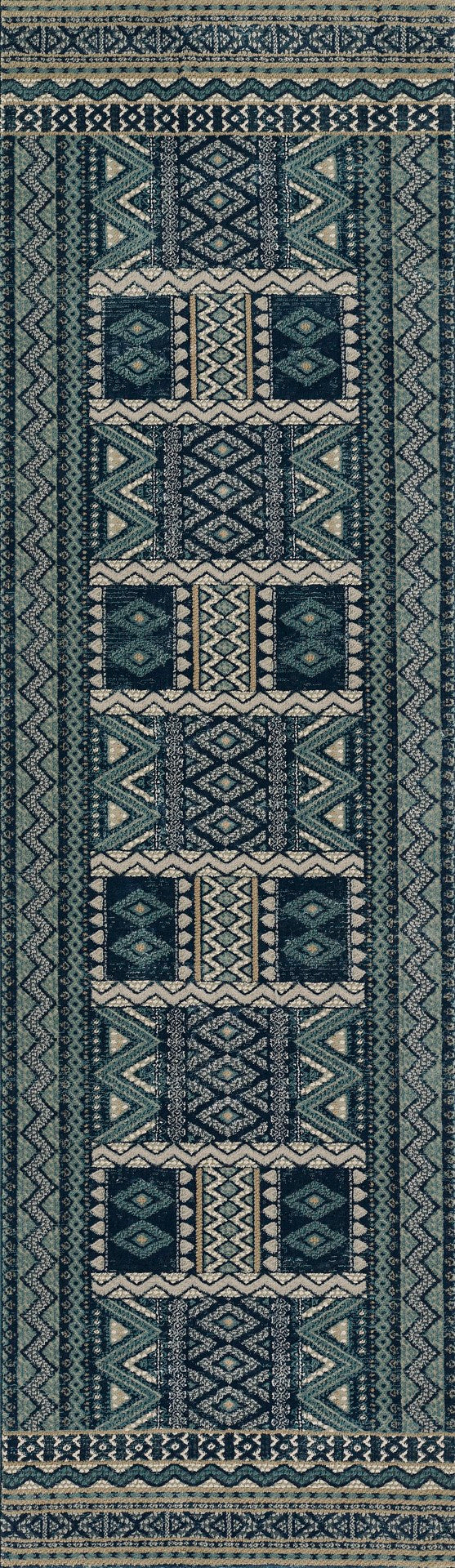 Momeni Genevieve GNV-9 Machine Made Contemporary Southwestern Indoor Area Rug Blue 8'11" x 12'6" GENEVGNV-9BLU8BC6