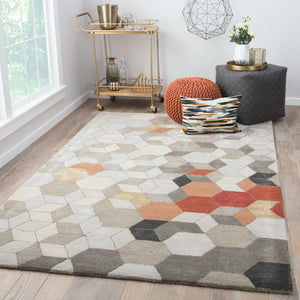 Jaipur Living Combs Handmade Geometric Light Gray/ Orange Area Rug (9'X13')