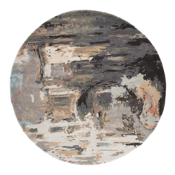 Jaipur Living Luella Handmade Abstract Gray/ Blush Round Area Rug (6')