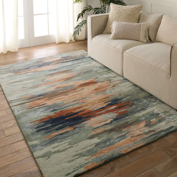 Jaipur Living Genesis Ryenn GES61 Hand Tufted 65% Viscose 35% Wool Abstract Area Rug Sage 65% Viscose 35% Wool RUG156011