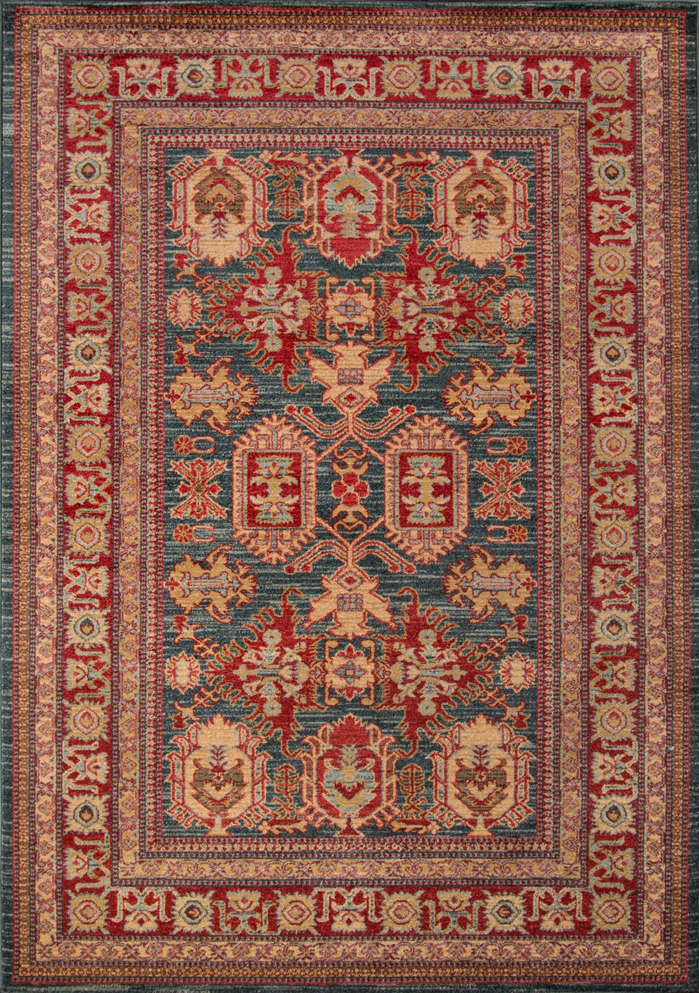 Momeni Ghazni GZ-01 Machine Made Traditional Oriental Indoor Area Rug Blue 9'3" x 12'6" GHAZNGZ-01BLU93C6