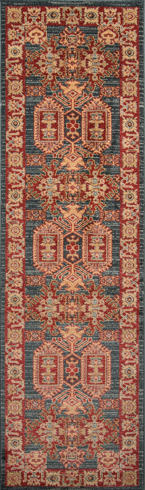 Momeni Ghazni GZ-01 Machine Made Traditional Oriental Indoor Area Rug Blue 9'3" x 12'6" GHAZNGZ-01BLU93C6