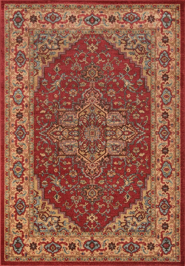 Momeni Ghazni GZ-04 Machine Made Traditional Medallion Indoor Area Rug Red 9'3" x 12'6" GHAZNGZ-04RED93C6