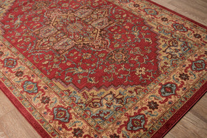 Momeni Ghazni GZ-04 Machine Made Traditional Medallion Indoor Area Rug Red 9'3" x 12'6" GHAZNGZ-04RED93C6
