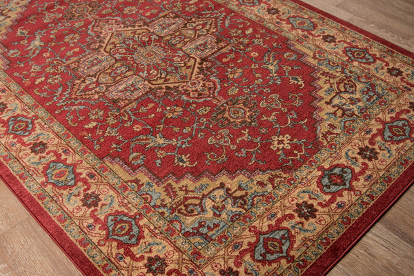 Momeni Ghazni GZ-04 Machine Made Traditional Medallion Indoor Area Rug Red 9'3" x 12'6" GHAZNGZ-04RED93C6
