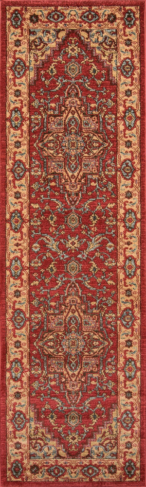 Momeni Ghazni GZ-04 Machine Made Traditional Medallion Indoor Area Rug Red 9'3" x 12'6" GHAZNGZ-04RED93C6