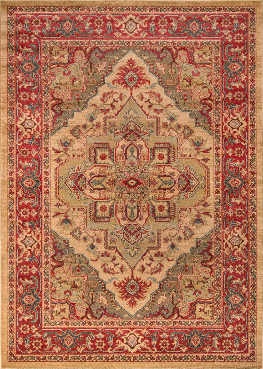 Momeni Ghazni GZ-05 Machine Made Traditional Medallion Indoor Area Rug Beige 9'3" x 12'6" GHAZNGZ-05BGE93C6