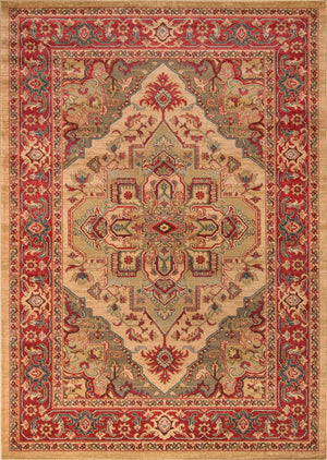 Momeni Ghazni GZ-05 Machine Made Traditional Medallion Indoor Area Rug Beige 9'3" x 12'6" GHAZNGZ-05BGE93C6